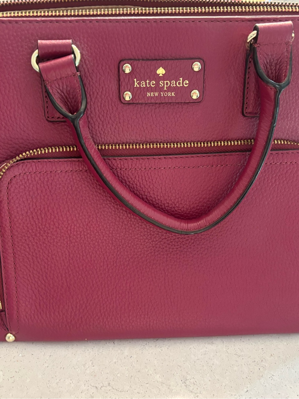 kate spade Leather Satchel in Berry